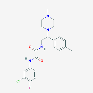 molecular formula C22H26ClFN4O2 B2592248 N1-(3-chloro-4-fluorophenyl)-N2-(2-(4-methylpiperazin-1-yl)-2-(p-tolyl)ethyl)oxalamide CAS No. 898432-64-9