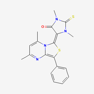 (Z)-5-(2,4-dimethyl-8-phenyl-6H-thiazolo[3,4-a]pyrimidin-6-ylidene)-1,3-dimethyl-2-thioxoimidazolidin-4-one