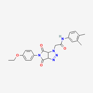 molecular formula C22H23N5O4 B2592259 N-(3,4-dimethylphenyl)-2-[5-(4-ethoxyphenyl)-4,6-dioxo-1H,3aH,4H,5H,6H,6aH-pyrrolo[3,4-d][1,2,3]triazol-1-yl]acetamide CAS No. 1008675-77-1