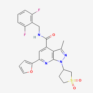 molecular formula C23H20F2N4O4S B2592270 N-(2,6-difluorobenzyl)-1-(1,1-dioxidotetrahydrothiophen-3-yl)-6-(furan-2-yl)-3-methyl-1H-pyrazolo[3,4-b]pyridine-4-carboxamide CAS No. 1021216-04-5