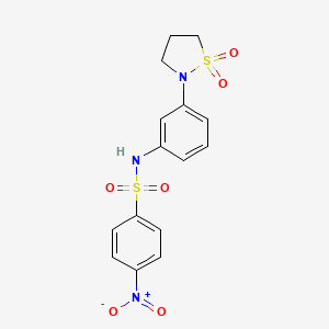 molecular formula C15H15N3O6S2 B2592271 N-(3-(1,1-dioxidoisothiazolidin-2-yl)phenyl)-4-nitrobenzenesulfonamide CAS No. 941944-28-1