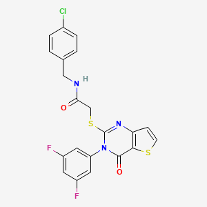molecular formula C21H14ClF2N3O2S2 B2592285 N-(4-chlorobenzyl)-2-{[3-(3,5-difluorophenyl)-4-oxo-3,4-dihydrothieno[3,2-d]pyrimidin-2-yl]sulfanyl}acetamide CAS No. 1260939-51-2