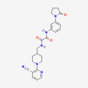 molecular formula C24H26N6O3 B2592286 N1-((1-(3-cyanopyridin-2-yl)piperidin-4-yl)methyl)-N2-(3-(2-oxopyrrolidin-1-yl)phenyl)oxalamide CAS No. 1797951-64-4