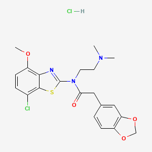 2-(benzo[d][1,3]dioxol-5-yl)-N-(7-chloro-4-methoxybenzo[d]thiazol-2-yl)-N-(2-(dimethylamino)ethyl)acetamide hydrochloride