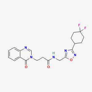 molecular formula C20H21F2N5O3 B2592295 N-((3-(4,4-difluorocyclohexyl)-1,2,4-oxadiazol-5-yl)methyl)-3-(4-oxoquinazolin-3(4H)-yl)propanamide CAS No. 2034333-46-3