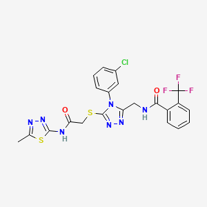 N-((4-(3-chlorophenyl)-5-((2-((5-methyl-1,3,4-thiadiazol-2-yl)amino)-2-oxoethyl)thio)-4H-1,2,4-triazol-3-yl)methyl)-2-(trifluoromethyl)benzamide
