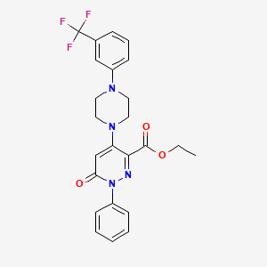 molecular formula C24H23F3N4O3 B2592297 Ethyl 6-oxo-1-phenyl-4-(4-(3-(trifluoromethyl)phenyl)piperazin-1-yl)-1,6-dihydropyridazine-3-carboxylate CAS No. 921899-95-8