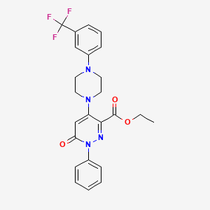 Ethyl 6-oxo-1-phenyl-4-(4-(3-(trifluoromethyl)phenyl)piperazin-1-yl)-1,6-dihydropyridazine-3-carboxylate