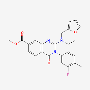 molecular formula C24H22FN3O4 B2592323 Methyl 2-{ethyl[(furan-2-yl)methyl]amino}-3-(3-fluoro-4-methylphenyl)-4-oxo-3,4-dihydroquinazoline-7-carboxylate CAS No. 1251603-61-8