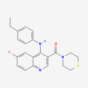 molecular formula C22H22FN3OS B2592328 N-(4-ETHYLPHENYL)-6-FLUORO-3-(THIOMORPHOLINE-4-CARBONYL)QUINOLIN-4-AMINE CAS No. 1358309-35-9
