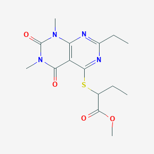 molecular formula C15H20N4O4S B2592339 Methyl 2-((2-ethyl-6,8-dimethyl-5,7-dioxo-5,6,7,8-tetrahydropyrimido[4,5-d]pyrimidin-4-yl)thio)butanoate CAS No. 852170-61-7