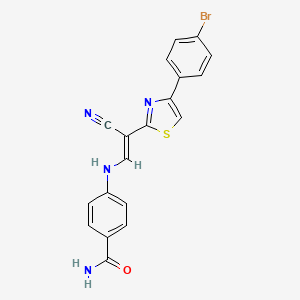 (E)-4-((2-(4-(4-bromophenyl)thiazol-2-yl)-2-cyanovinyl)amino)benzamide