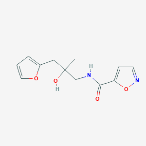 molecular formula C12H14N2O4 B2592346 N-[3-(furan-2-yl)-2-hydroxy-2-methylpropyl]-1,2-oxazole-5-carboxamide CAS No. 1788530-43-7