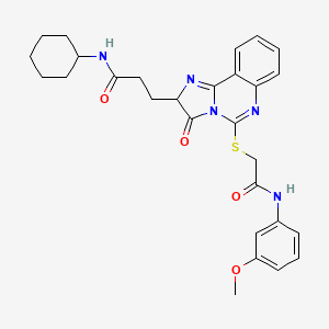 molecular formula C28H31N5O4S B2592353 N-cyclohexyl-3-[5-({[(3-methoxyphenyl)carbamoyl]methyl}sulfanyl)-3-oxo-2H,3H-imidazo[1,2-c]quinazolin-2-yl]propanamide CAS No. 1037222-78-8