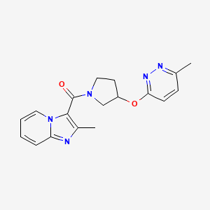 molecular formula C18H19N5O2 B2592357 (2-Methylimidazo[1,2-a]pyridin-3-yl)(3-((6-methylpyridazin-3-yl)oxy)pyrrolidin-1-yl)methanone CAS No. 2034482-15-8