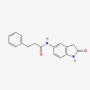 molecular formula C17H16N2O2 B2592401 N-(2-oxoindolin-5-yl)-3-phenylpropanamide CAS No. 921774-73-4