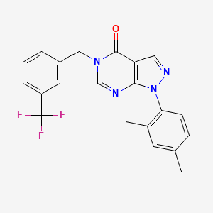 molecular formula C21H17F3N4O B2592403 1-(2,4-dimethylphenyl)-5-{[3-(trifluoromethyl)phenyl]methyl}-1H,4H,5H-pyrazolo[3,4-d]pyrimidin-4-one CAS No. 895002-91-2