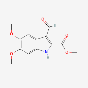 molecular formula C13H13NO5 B2592409 methyl 3-formyl-5,6-dimethoxy-1H-indole-2-carboxylate CAS No. 858749-33-4