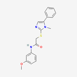 molecular formula C19H19N3O2S B2592410 N-(3-methoxyphenyl)-2-[(1-methyl-5-phenyl-1H-imidazol-2-yl)sulfanyl]acetamide CAS No. 932459-79-5
