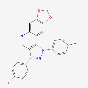 molecular formula C24H16FN3O2 B2592421 3-(4-fluorophenyl)-1-(p-tolyl)-1H-[1,3]dioxolo[4,5-g]pyrazolo[4,3-c]quinoline CAS No. 901266-92-0