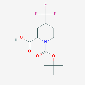 molecular formula C12H18F3NO4 B2592424 4-Trifluoromethyl-piperidine-1,2-dicarboxylic acid 1-tert-butyl ester CAS No. 1706541-29-8