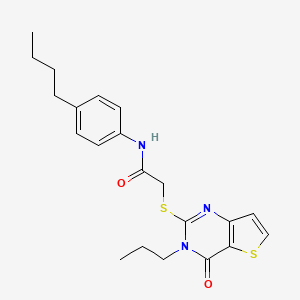 molecular formula C21H25N3O2S2 B2592426 N-(4-butylphenyl)-2-({4-oxo-3-propyl-3H,4H-thieno[3,2-d]pyrimidin-2-yl}sulfanyl)acetamide CAS No. 1252855-82-5
