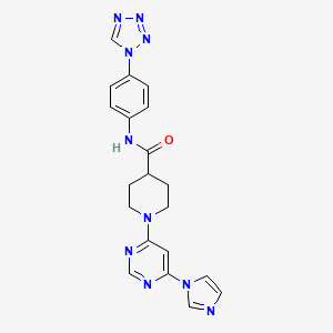 1-(6-(1H-imidazol-1-yl)pyrimidin-4-yl)-N-(4-(1H-tetrazol-1-yl)phenyl)piperidine-4-carboxamide
