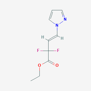 molecular formula C9H10F2N2O2 B2592456 Ethyl (E)-2,2-difluoro-4-pyrazol-1-ylbut-3-enoate CAS No. 2243522-01-0