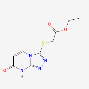 molecular formula C10H12N4O3S B2592458 Ethyl 2-((5-methyl-7-oxo-7,8-dihydro-[1,2,4]triazolo[4,3-a]pyrimidin-3-yl)thio)acetate CAS No. 891118-57-3