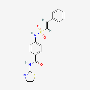molecular formula C18H17N3O3S2 B2592463 N-(4,5-dihydro-1,3-thiazol-2-yl)-4-[[(E)-2-phenylethenyl]sulfonylamino]benzamide CAS No. 1050799-12-6