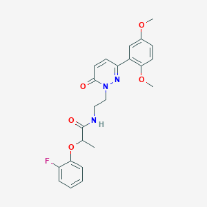 molecular formula C23H24FN3O5 B2592480 N-(2-(3-(2,5-dimethoxyphenyl)-6-oxopyridazin-1(6H)-yl)ethyl)-2-(2-fluorophenoxy)propanamide CAS No. 1021050-71-4