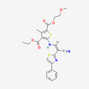(Z)-4-ethyl 2-(2-methoxyethyl) 5-((2-cyano-2-(4-phenylthiazol-2-yl)vinyl)amino)-3-methylthiophene-2,4-dicarboxylate