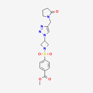 molecular formula C18H21N5O5S B2592501 methyl 4-((3-(4-((2-oxopyrrolidin-1-yl)methyl)-1H-1,2,3-triazol-1-yl)azetidin-1-yl)sulfonyl)benzoate CAS No. 2034269-88-8