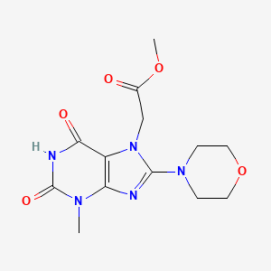 molecular formula C13H17N5O5 B2592507 Methyl 2-(3-methyl-8-morpholin-4-yl-2,6-dioxopurin-7-yl)acetate CAS No. 332388-37-1