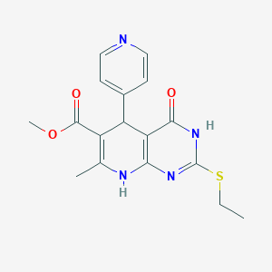 molecular formula C17H18N4O3S B2592515 Methyl 2-(ethylthio)-7-methyl-4-oxo-5-(pyridin-4-yl)-3,4,5,8-tetrahydropyrido[2,3-d]pyrimidine-6-carboxylate CAS No. 537004-71-0