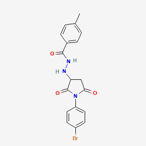 molecular formula C18H16BrN3O3 B2592520 N'-[1-(4-bromophenyl)-2,5-dioxopyrrolidin-3-yl]-4-methylbenzohydrazide CAS No. 485394-65-8