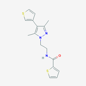 molecular formula C16H17N3OS2 B2592526 N-(2-(3,5-dimethyl-4-(thiophen-3-yl)-1H-pyrazol-1-yl)ethyl)thiophene-2-carboxamide CAS No. 2034375-23-8