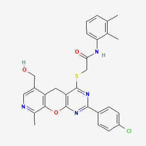 2-((2-(4-chlorophenyl)-6-(hydroxymethyl)-9-methyl-5H-pyrido[4',3':5,6]pyrano[2,3-d]pyrimidin-4-yl)thio)-N-(2,3-dimethylphenyl)acetamide