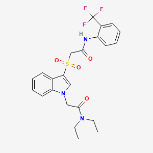 molecular formula C23H24F3N3O4S B2592575 N,N-diethyl-2-[3-({[2-(trifluoromethyl)phenyl]carbamoyl}methanesulfonyl)-1H-indol-1-yl]acetamide CAS No. 878056-59-8
