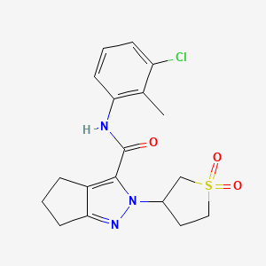 molecular formula C18H20ClN3O3S B2592593 N-(3-chloro-2-methylphenyl)-2-(1,1-dioxo-1lambda6-thiolan-3-yl)-2H,4H,5H,6H-cyclopenta[c]pyrazole-3-carboxamide CAS No. 2319805-47-3