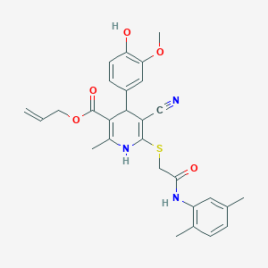 Allyl 5-cyano-6-((2-((2,5-dimethylphenyl)amino)-2-oxoethyl)thio)-4-(4-hydroxy-3-methoxyphenyl)-2-methyl-1,4-dihydropyridine-3-carboxylate