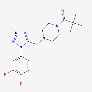 molecular formula C17H22F2N6O B2592599 1-(4-((1-(3,4-difluorophenyl)-1H-tetrazol-5-yl)methyl)piperazin-1-yl)-2,2-dimethylpropan-1-one CAS No. 1040676-34-3