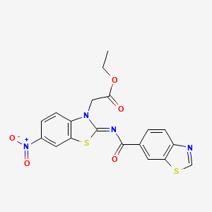(Z)-ethyl 2-(2-((benzo[d]thiazole-6-carbonyl)imino)-6-nitrobenzo[d]thiazol-3(2H)-yl)acetate