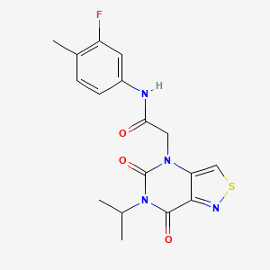 molecular formula C17H17FN4O3S B2592618 N-(3-fluoro-4-methylphenyl)-2-(6-isopropyl-5,7-dioxo-6,7-dihydroisothiazolo[4,3-d]pyrimidin-4(5H)-yl)acetamide CAS No. 1251544-94-1