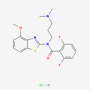 molecular formula C20H22ClF2N3O2S B2592620 N-(3-(dimethylamino)propyl)-2,6-difluoro-N-(4-methoxybenzo[d]thiazol-2-yl)benzamide hydrochloride CAS No. 1216440-22-0