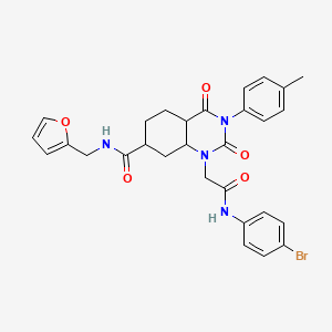 molecular formula C29H23BrN4O5 B2592621 1-{[(4-bromophenyl)carbamoyl]methyl}-N-[(furan-2-yl)methyl]-3-(4-methylphenyl)-2,4-dioxo-1,2,3,4-tetrahydroquinazoline-7-carboxamide CAS No. 901723-40-8