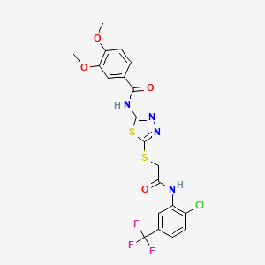 N-[5-[2-[2-chloro-5-(trifluoromethyl)anilino]-2-oxoethyl]sulfanyl-1,3,4-thiadiazol-2-yl]-3,4-dimethoxybenzamide