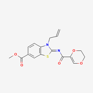 (Z)-methyl 3-allyl-2-((5,6-dihydro-1,4-dioxine-2-carbonyl)imino)-2,3-dihydrobenzo[d]thiazole-6-carboxylate
