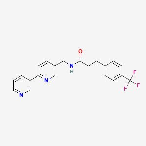 molecular formula C21H18F3N3O B2592730 N-([2,3'-bipyridin]-5-ylmethyl)-3-(4-(trifluoromethyl)phenyl)propanamide CAS No. 2034478-93-6