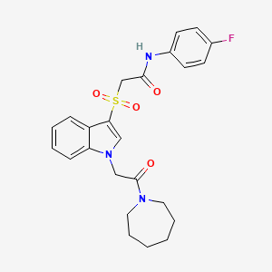 2-((1-(2-(azepan-1-yl)-2-oxoethyl)-1H-indol-3-yl)sulfonyl)-N-(4-fluorophenyl)acetamide